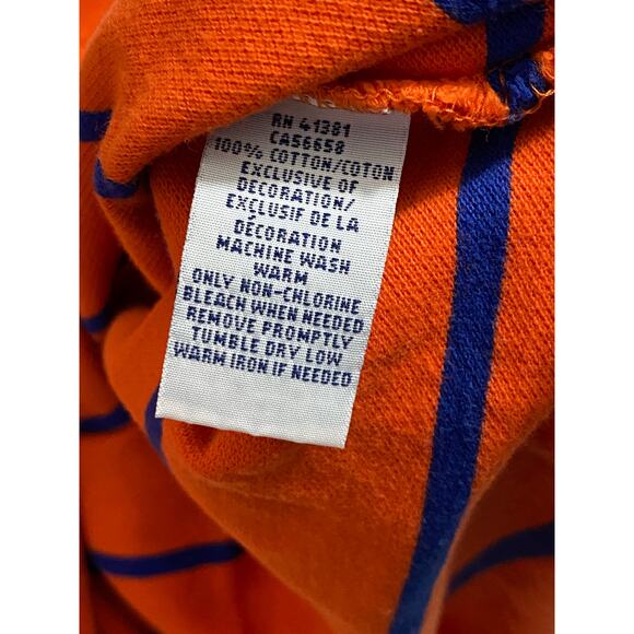 Vintage Striped Polo Shirt – Orange / Blue , Size 2XL Big Fit with Blue Logo - Picture 8 of 8